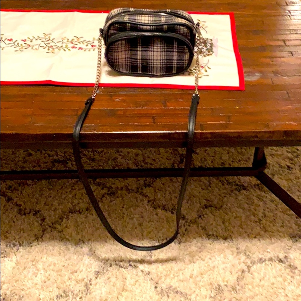 Black and white plaid purse